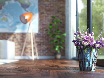 Grow Flowers In Pot 3d rendering archviz cgi design interior modern villa render visualization