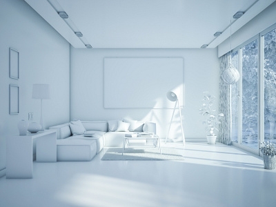 Living Room ( clay render ) 3d art 3d rendering clay render realistic