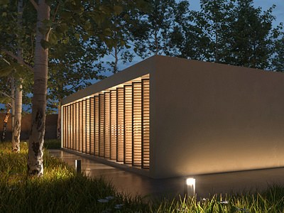 Forest House 3d render architecture archviz cgi exterior exterior night render house modern villa render visualization