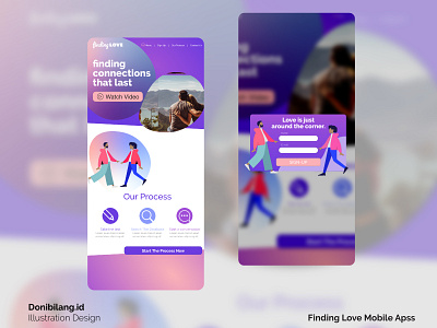 Finding Love Mobile adobe illustrator adobe xd app brand identity branding design dribbble illustration mobile app design ui web