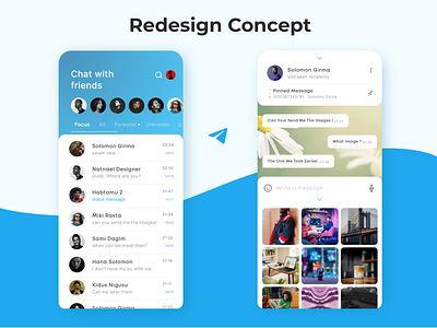 Telegram Redesign - Chat - Message - Theodore Negusu chat chatting messeging redesign teegram ui ux
