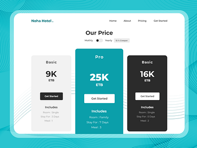 Noha Hotel Pricing Package concept design package pricing ui ux web