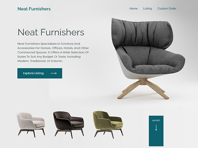 Neat Furnishers - Landing Page - Product branding design home landing page ui ux web