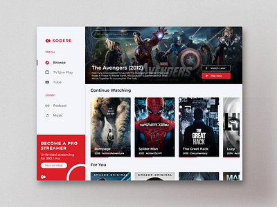 Sodere - Movie Streaming Platform concept design explore movie platform streaming ui ux website