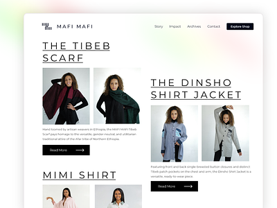 Product page redesign - Mafi Mafi concept design explore product ui ux website