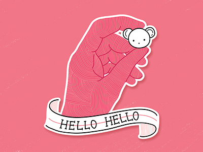 hello hello bear digital hand illustration lettering sticker sticker mule