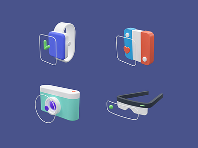 3D Icons 3d camera design game glasses icons illustraion isometric icons watch