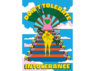 Poster for Don't Tolerate Intolerance activism branding colorful illustration positivity raisedfist