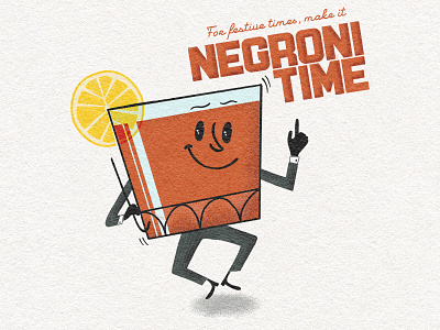 Negroni Time cocktail cocktails electric carp illustration negroni product characters vintage vintage illustration