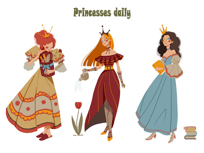 Doodles of characters——Princesses daily characters daily design doodle happy illustration