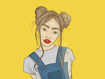 The Girl with Hair Buns | Illustration illustration