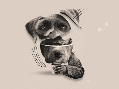 Playlist Art Cover - Winter 2k19 bege brow coffee cold dog illustration illustration art manipulation mountains photo tea winter