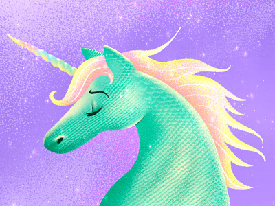 Inktober Day7 - Enchanted colorfull green illustration inktober inktober2019 inktoberday7 pink purple unicorn yellow