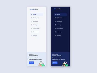 Sidebar Navigation blue dark mode illustration mentor menu navigation side menu ui web
