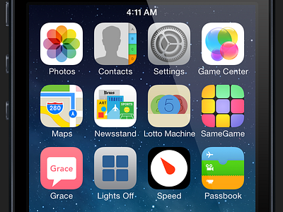 Initial iOS 7 Grid Work flat ios7 iphone