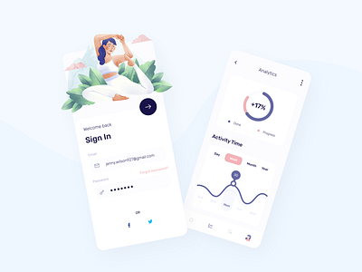 Meditation App UI-UX Design app colour design flat illustration minimal typogaphy ui vector web