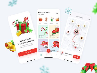 Christmas Delivery App 3d app colour design illustration minimal mobile app ui web