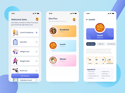 Diet Plan App app app design branding design fitness app graphic design illustration logo mobile app ui ux vector