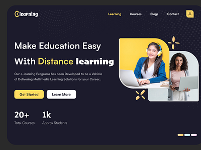 E learning Landing Page | Dark Mode