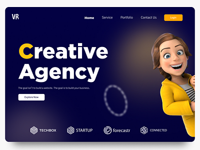 Creative Agency | Landing Screen 3d branding clean ui creative daily ui dark mode design design agency illustration interface landing page logo minimal startup typography ui ux vector web website