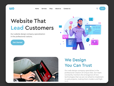 Website Design Company / Landing Page 3d clean ui daily ui design home page illustration intractive landingpage light mode logo typography ui ux webdesign webpage website website design company