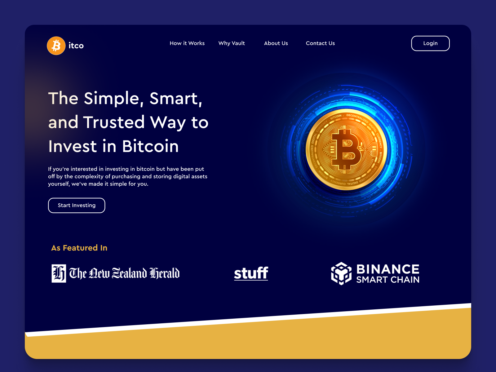 Bitcoin Vault site/Landing by Nadeem Ahmad on Dribbble