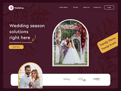 Wedding Planner Website app branding clean ui creative daily ui dark ui design figma graphic design home screen illustration landing screen typography ui ux vector webpage website wedding ceremony wedding planner