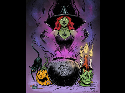 Celina's Cosmic Cauldron halloween horror comics illustration inktober2018 wicca witch