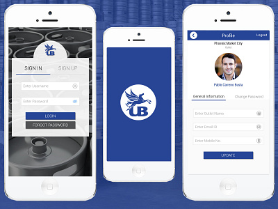 UB Mobile app app beer can design distributors app kegs liquor app sales app ui ux