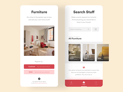 Furniture shop 🔔 (Part 1) adobe xd app branding cards clean colors creative furniture furniture store interface rental shop shopping shopping app store store app ui ui design uidesign uiux