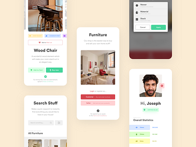 Furniture shop 🔔 (Part 2) adobe app branding cards clean colors creative furniture furniture store interface rental shop shopping shopping app store store app ui ui design uidesign xd