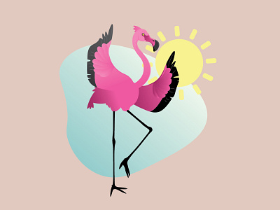 Summer Time animal bird cartooning doodle flamingo illustration pink summer summertime sun