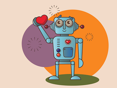 My Robot Dribbble Weekly Warm Up dribbble weekly warm up heart illustration robot vector