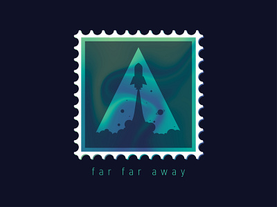 Space Rocket Stamp - Dribbble Weekly Warm-Up dribbble weekly warm up galaxy planet rocket space spaceship stamp star stars weekly warm up weeklywarmup