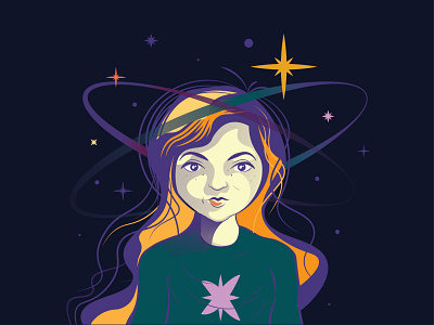 Self-Portrait cartooning character characterdesign female galaxy i am long hair person planets self portrait self portrait space stars