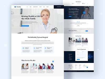 BeHealthy-Medical PSD Template V5 2020 trend appointment booking branding clinic creative design doctor flat health care hospital icons landing page design logo medical minimal typography ui ux web website