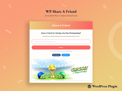 WP Share A Friend creative email capture flat leads minimal plugin promotional design share sidebar typography ui ux web website wordpress wp