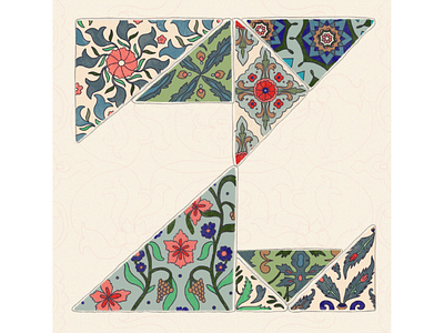 #36faysoftype - Z 36daysoftype floral graphic design mughal pastel tile typography
