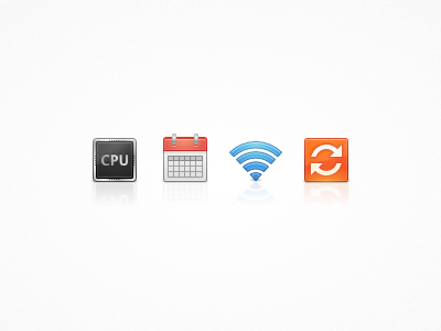 Icons calendar cpu icon processor update wifi wireless