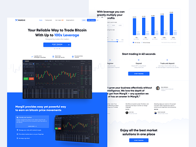 Margix | 💰 Bitcoin Trade Platform Homepage bitcoin blue chart clean crypto cryptocurrency finance hero homepage landing landing page platform typography website website design
