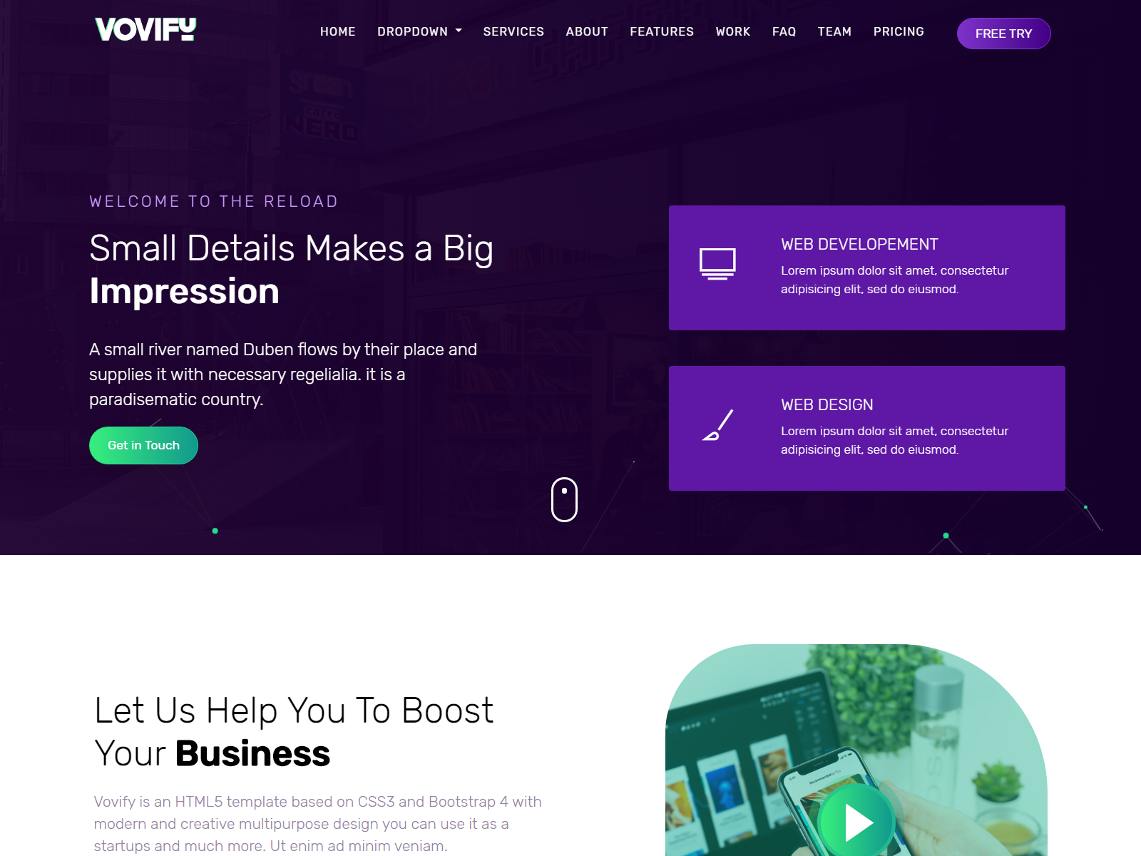Vovify - Multipurpose Landing page template by Mr Genius on Dribbble