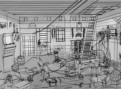 Barn Room Sketch art art challenge artwork concept concept art concept design digital art digital illustration digital painting digitalart drawing drawing challenge drawing ink drawingart environment art game art illustration illustration art illustration digital sketch