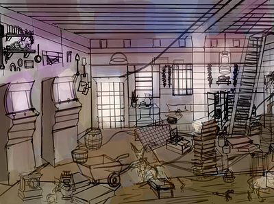 Barn Room Mood Lighting art art challenge artwork concept concept art concept design digital art digital illustration digitalart drawing drawing challenge drawing ink drawingart environment art environment design game art illustration illustration art illustration digital sketch