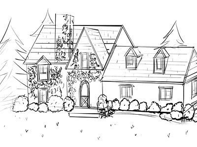 Tudor House Line Art