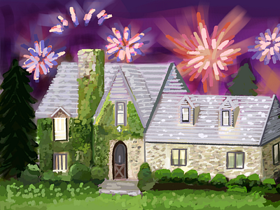 Tudor House Concept Sketch 2021 architecture art artwork concept concept art concept design digital art digital illustration digitalart drawing drawingart fireworks happy new year illustration illustration art illustration digital painting sketch tudor