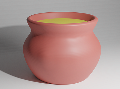 clay pot of yogurt by blender 3d blender low poly pot