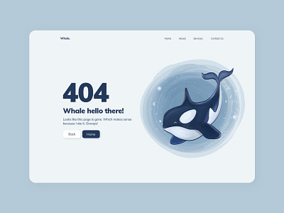 Daily UI 008 - 404 Page 404 404 error 404 error page 404page dailyui dailyui008 dailyuichallenge design minimalistic ui ui ux ui design ux web whale