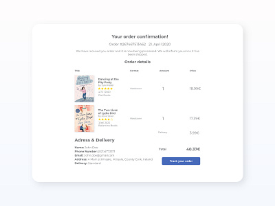 Daily UI 017 - Email Receipt daily ui daily ui challenge dailyui dailyui017 dailyuichallenge design ecommerce shop email receipt ui ui design ux web