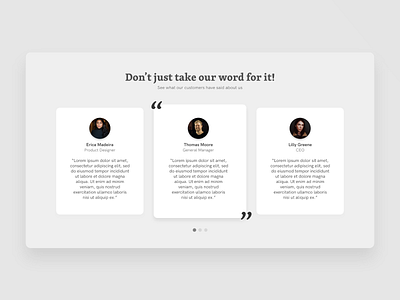 Daily UI 039 - Testimonials daily ui daily ui challenge dailyui dailyui 039 dailyuichallenge design minimalistic ui ui design ui ux ux web website