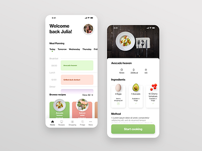 Daily UI 040 - Recipe app app design daily ui daily ui challenge dailyui dailyui040 dailyuichallenge design meal planner minimalistic recipe recipe app ui ui ux ui design ux